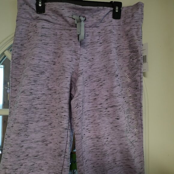 New Calvin Klein Purple Gray Cropped Sweatpants Size Women's M - Picture 2 of 2